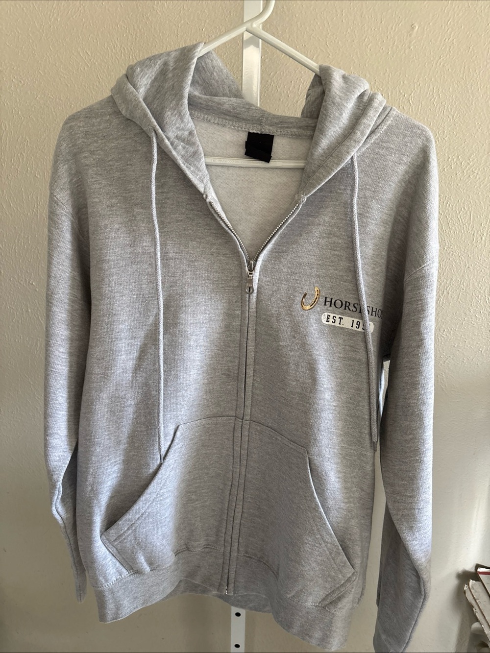 Horseshoe Grey Zip-Up Hoodie Womens Medium